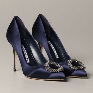 New MANOLO BLAHNIK Crystal Buckle Heeled Fasa Pumps